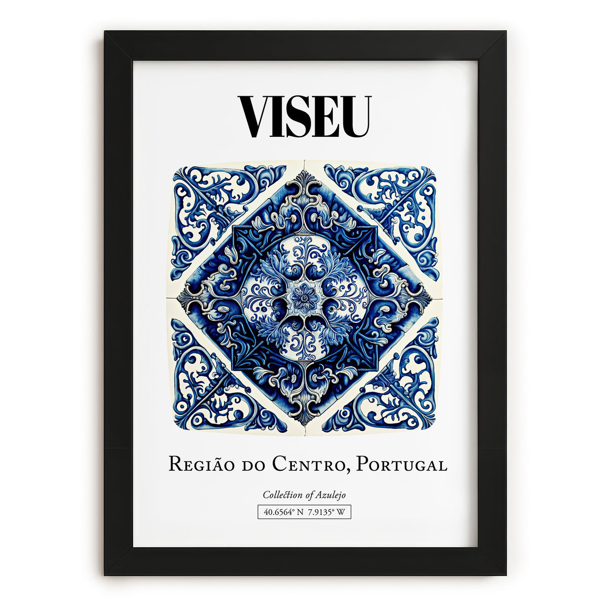 Viseu, Portugal – Travel Print, in sleek black frame