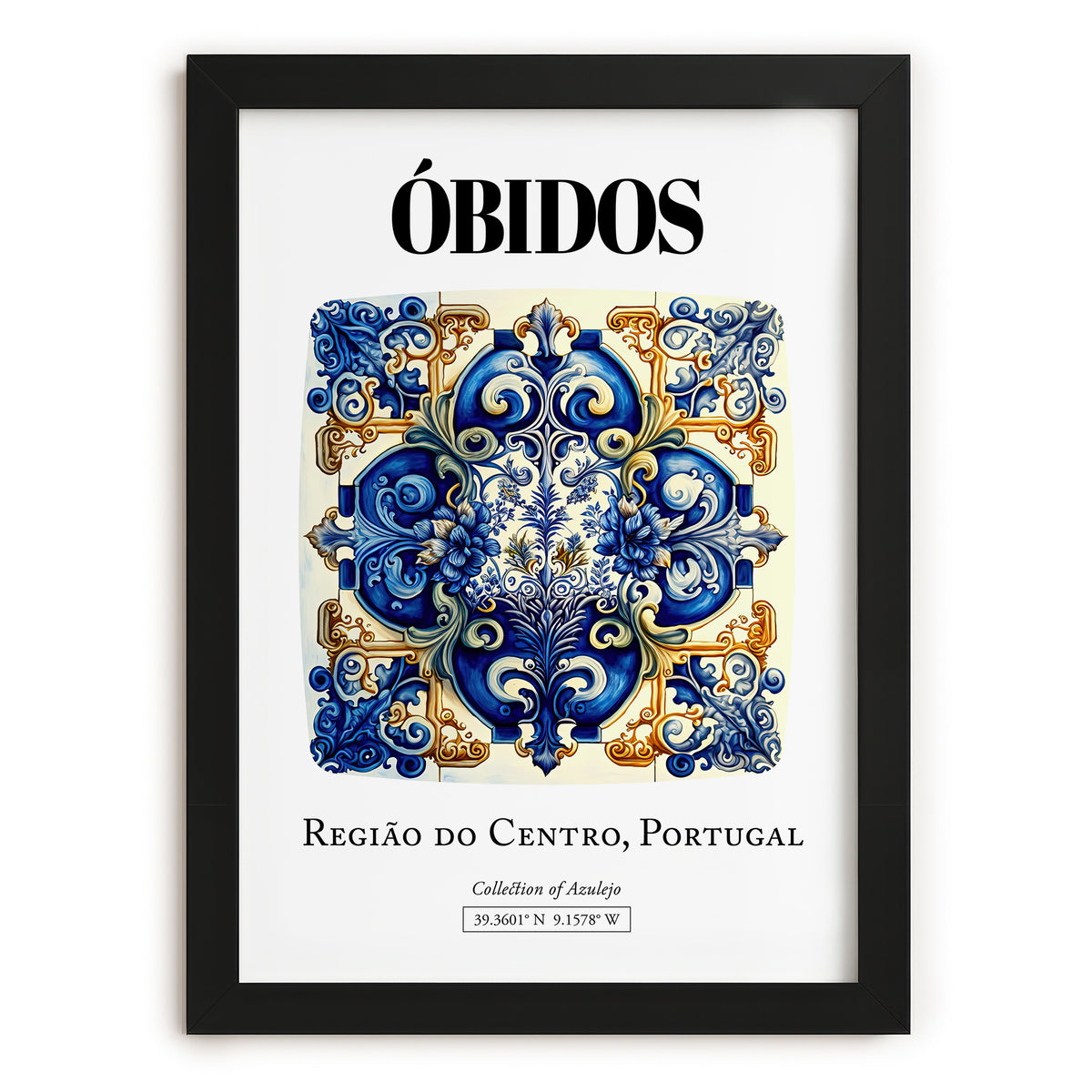 Óbidos, Portugal – Travel Print, in sleek black frame