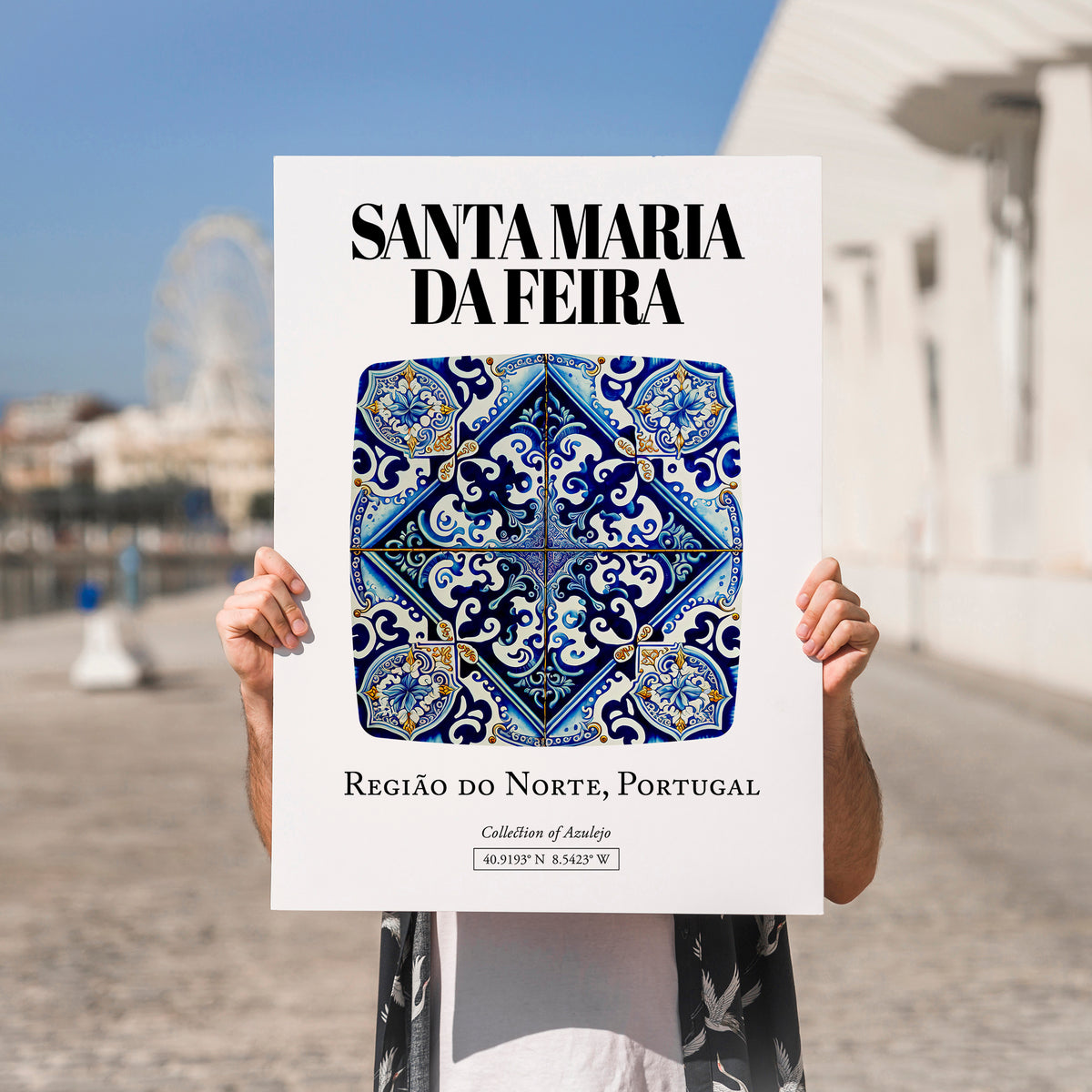 Santa Maria Da Feira, Portugal – Travel Poster, no-text version framed in wood