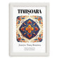 Timișoara, Romania – Retro Travel Poster, placed in minimal white frame