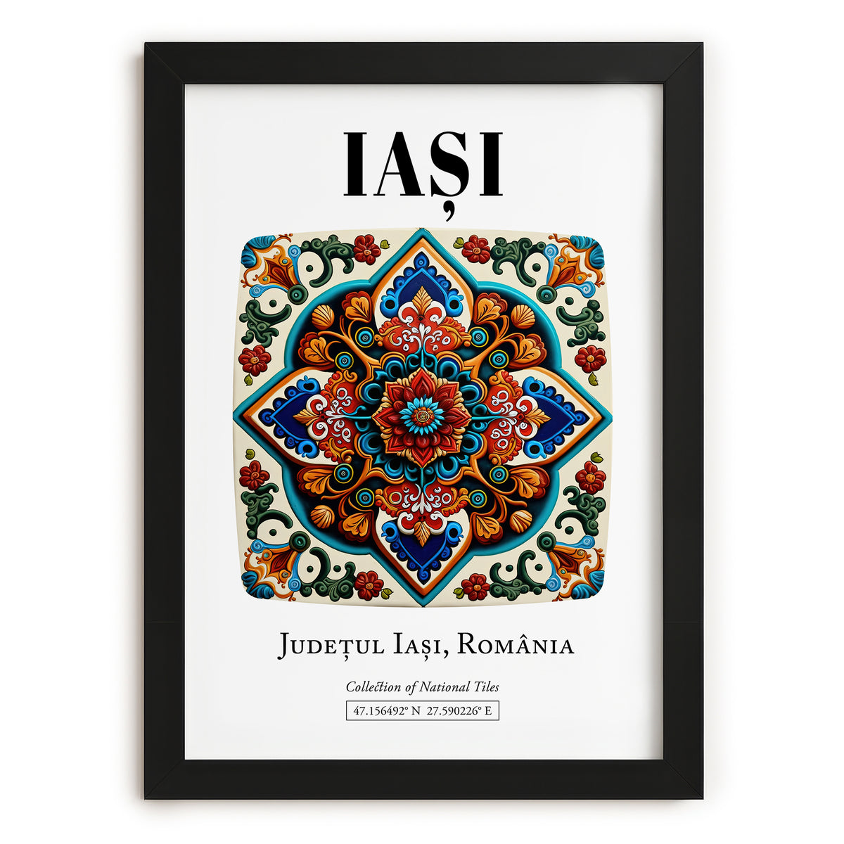 Iași, Romania – Cityscape Wall Art, in sleek black frame
