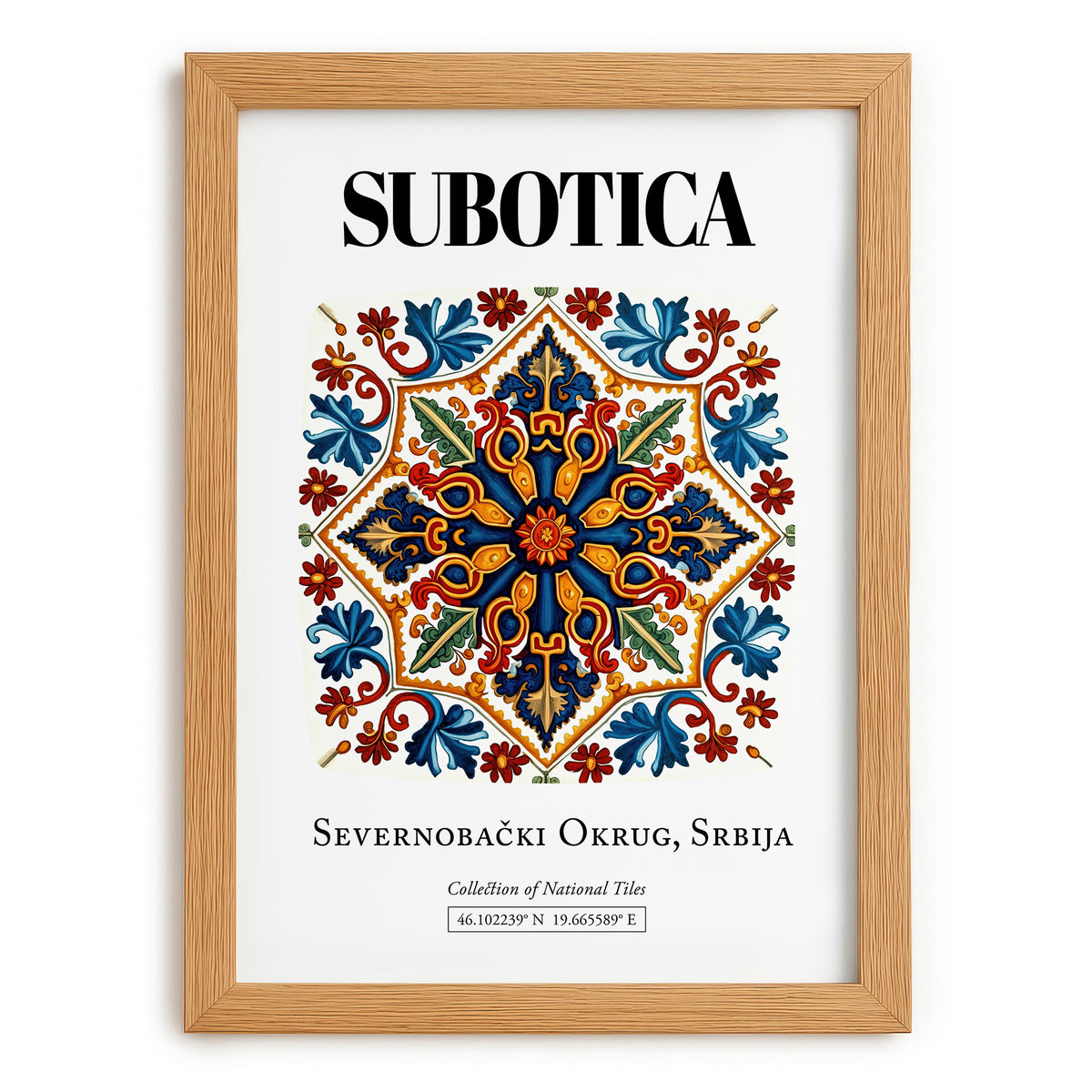 Subotica, Serbia – Wanderlust Wall Decor, set in oak frame