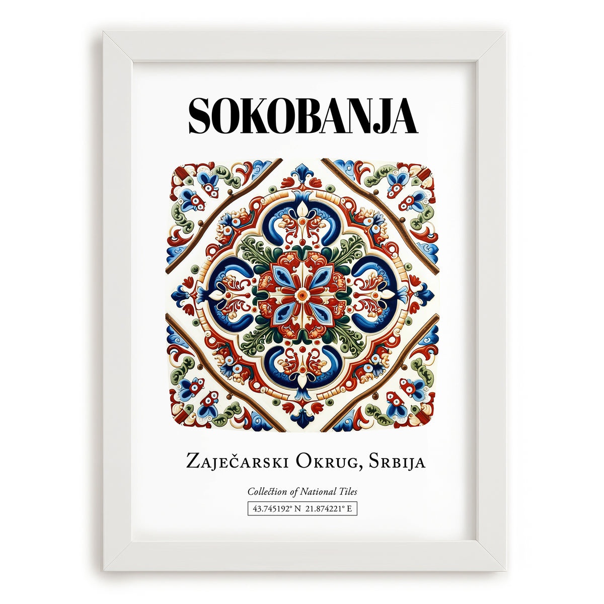 Soko Banja, Serbia – Travel Print, placed in minimal white frame