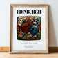 Edinburgh, Scotland – Travel Poster, in wooden frame leaning on the floor