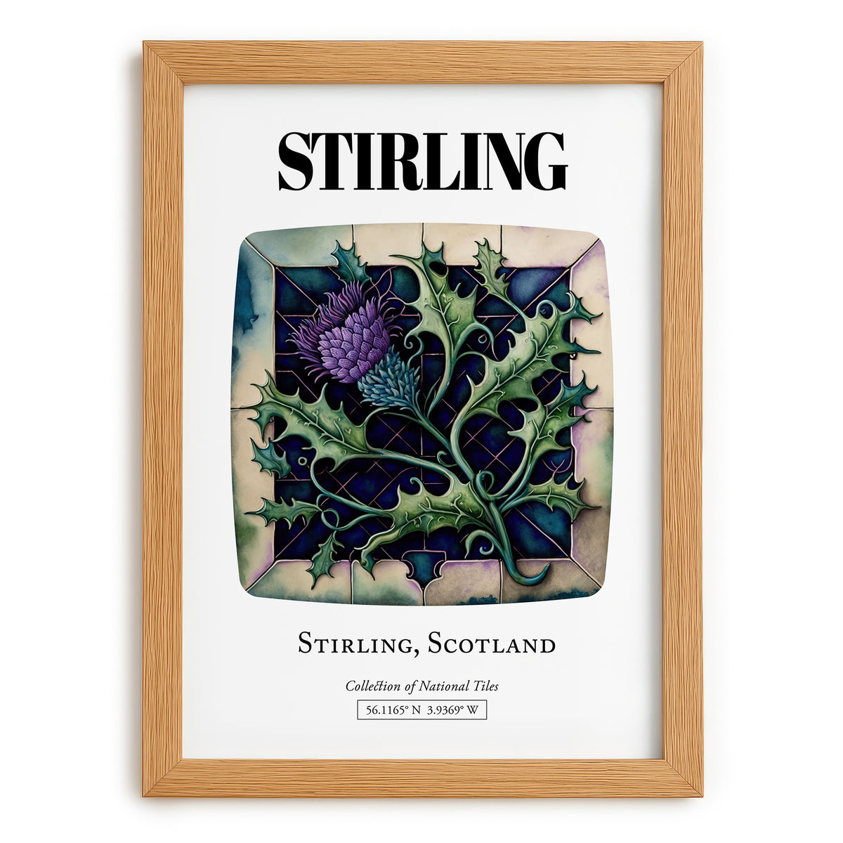 Stirling, Scotland – Travel Print, set in oak frame