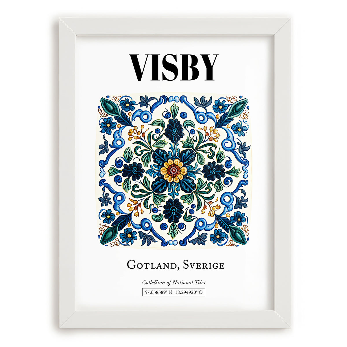Visby, Sweden – Travel Poster, placed in minimal white frame