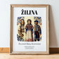 Žilina, Slovakia – Travel Poster, in wooden frame leaning on the floor