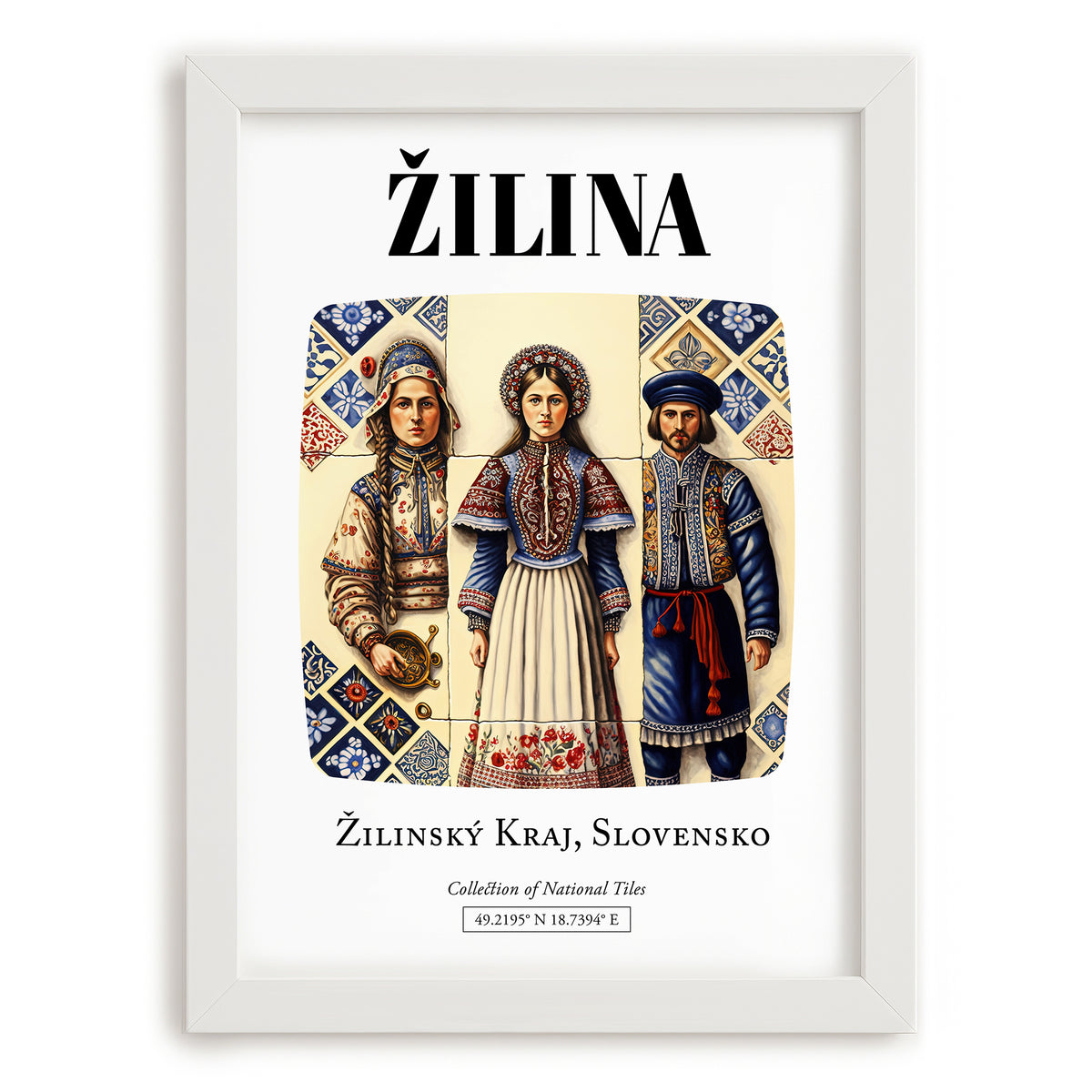 Žilina, Slovakia – Travel Poster, placed in minimal white frame