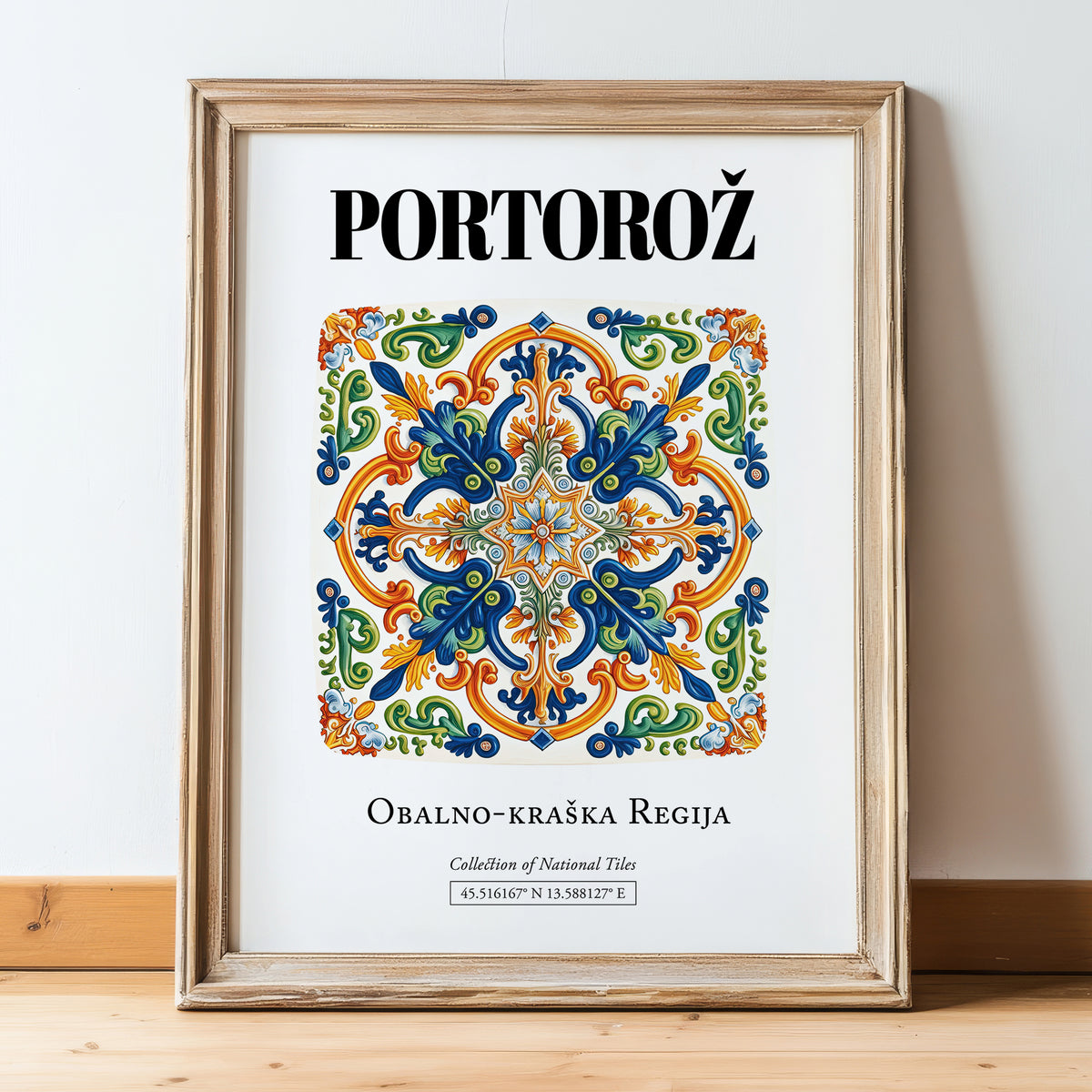Portorož, Slovenia – Global Wall Art, in wooden frame leaning on the floor
