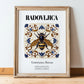 Radovljica, Slovenia – Away From Home Poster, in wooden frame leaning on the floor