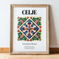 Celje, Slovenia – Minimalist Travel Print, in wooden frame leaning on the floor
