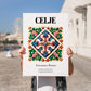 Celje, Slovenia – Minimalist Travel Print, no-text version framed in wood