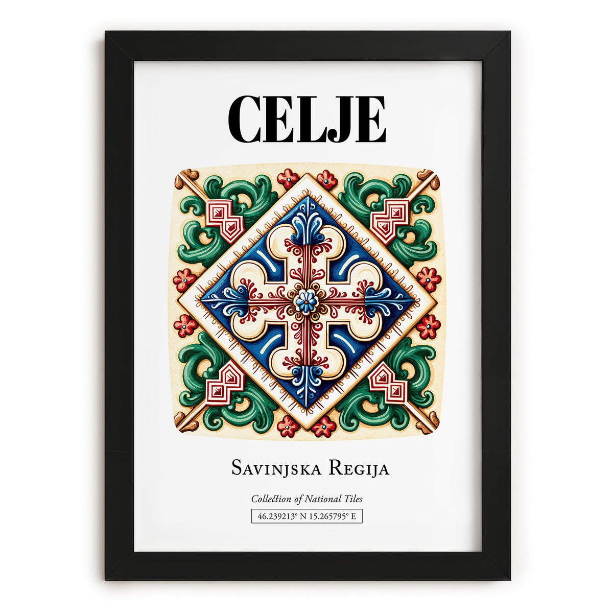 Celje, Slovenia – Minimalist Travel Print, in sleek black frame