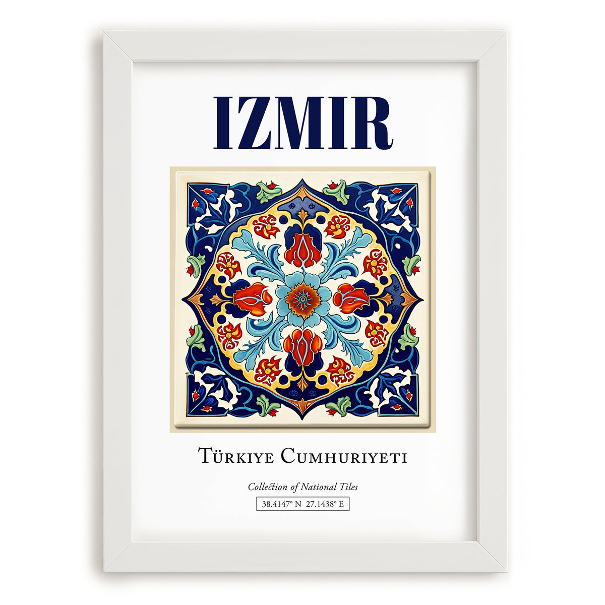 Izmir, Turkey – Tourist Destination Poster, placed in minimal white frame
