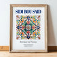 Sidi Bou Said, Tunisia – Vintage Travel Poster, in wooden frame leaning on the floor