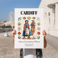 Cardiff, Wales – Travel Print, no-text version framed in wood