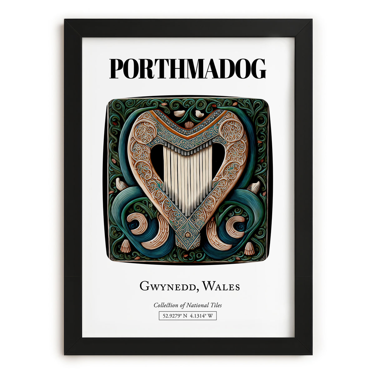 Porthmadog, Wales – Travel Poster, in sleek black frame