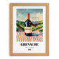 Grenache – French Red Wine, Vineyard Terrace Wall Art, set in oak frame