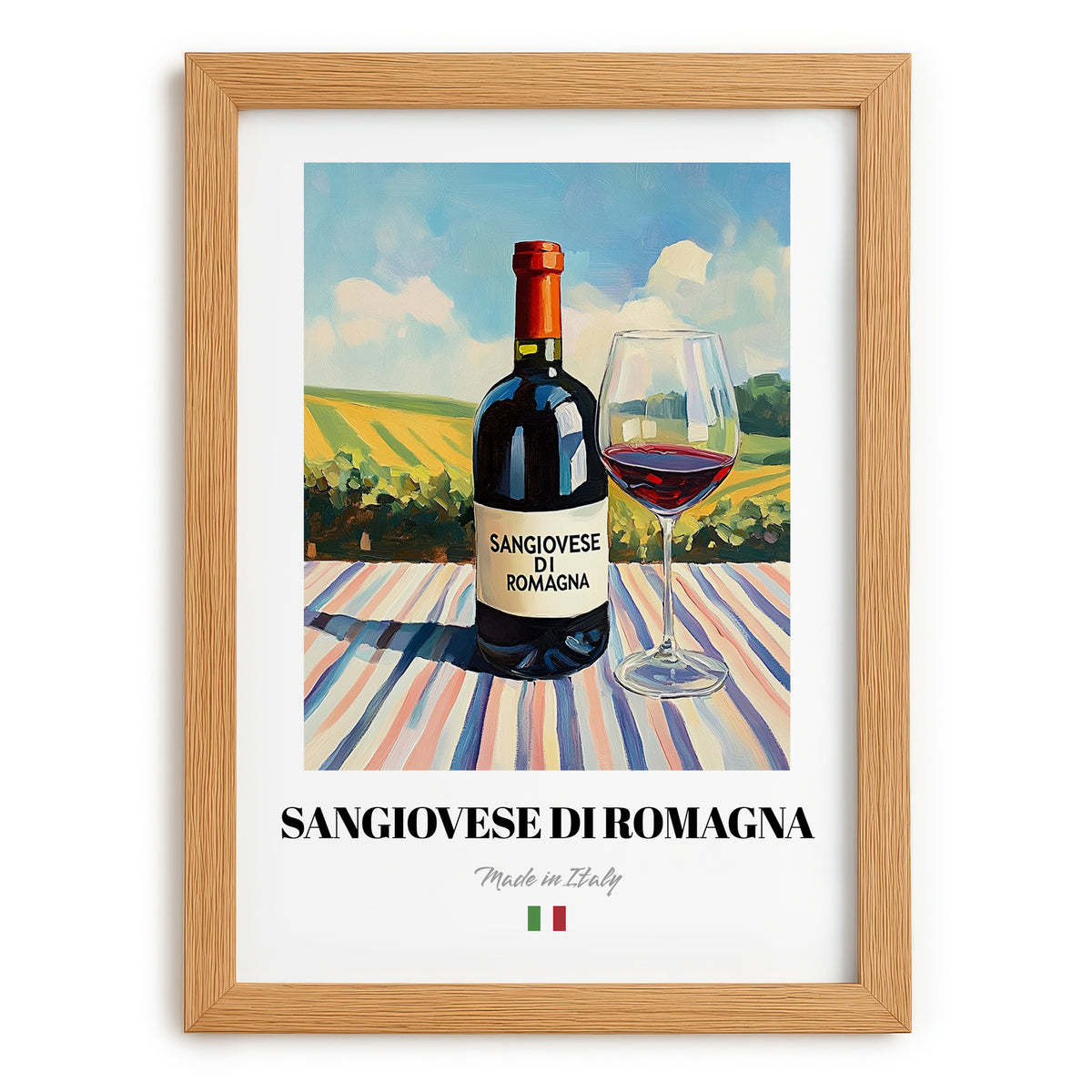 Sangiovese di Romagna – Italian Red Wine, Vinoteca Painting, set in oak frame