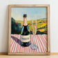 Prosecco – Italian Sparkling Wine, Vineyard Terrace Wall Decor, no-text version framed in wood